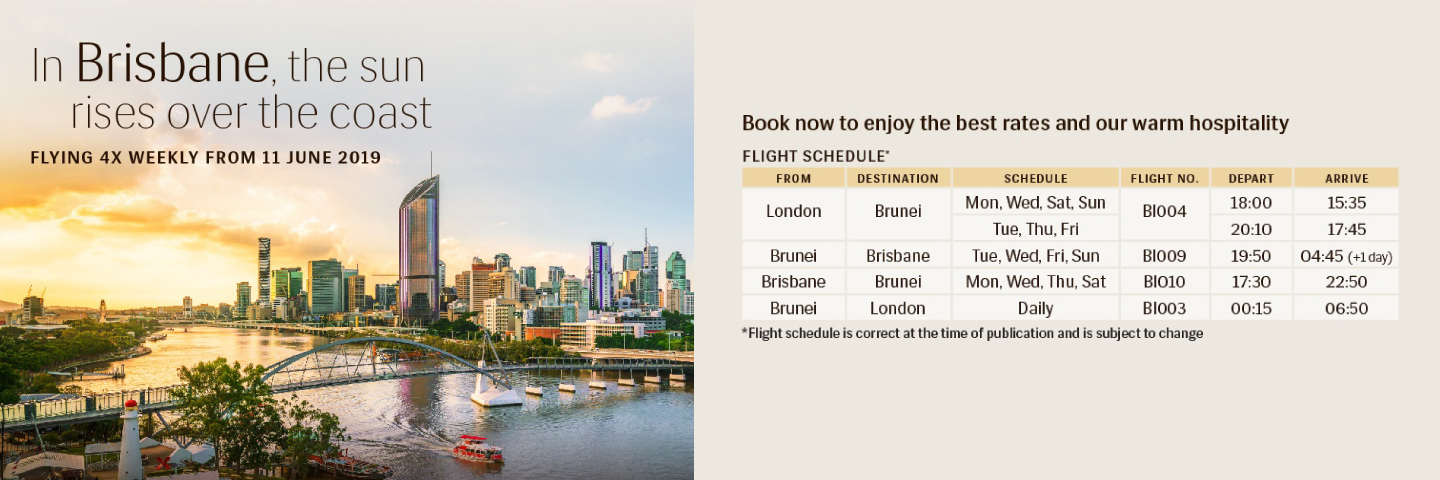 Royal Brunei Airlines has announced it will launch non-stop flights between Brunei and Brisbane